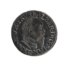 trojak; Albrecht Hohenzollern Prince of Prussia; 1490–1568 — iconography: trefoils, male busts in