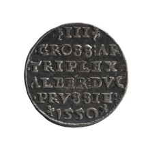 trojak, Albrecht Hohenzollern Prince of Prussia; 1490–1568 - iconography, trefoils, male busts in