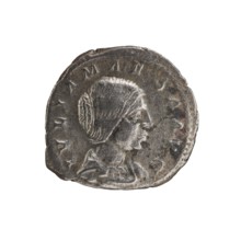 Denarius, Elagabalus r. 218–222. Obverse: Draped bust of Julia Maesa facing right, pearl rim;