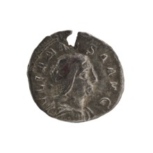 Denarius, Elagabalus 204–222; Roman emperor 218–222. Obverse: IVLIAMAE SAAVG — Draped bust of Julia