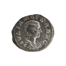 Denarius, Elagabalus 204–222; Roman emperor 218–222. Obverse: IVLIA MAESA AVG. Draped bust of Julia