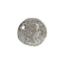 Denarius with hole, Elagabalus reigned 218–222, issuer: Julia Soaemias 180–222; Augusta 218–222.