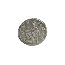 Denarius, Elagabalus Roman emperor 218–222 and Julia Paula Roman empress 219–220. Obverse: