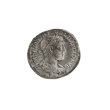 Denarius of Alexander Severus reign 222–235. Obverse: Bust of Alexander Severus with laurel wreath