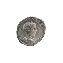 Denarius; personifications; Alexander Severus Roman emperor, 222–235 — iconography: Salus. Obverse: