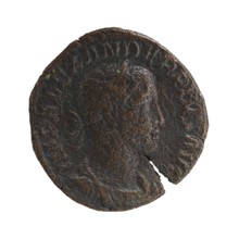 Sestertius, Alexander Severus 208–235; Roman emperor 222–235. Obverse: Bust of Alexander Severus in