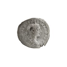 Denarius of Alexander Severus reigned 222–235. Obverse: Bust of Alexander Severus with laurel