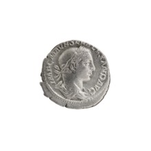 Denarius, Alexander Severus Roman emperor; 222–235 — iconography: personifications, Virtus.