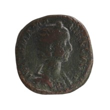 Sestertius of Alexander Severus 208–235; Roman emperor 222–235. Obverse: portrait of Julia Mamaea