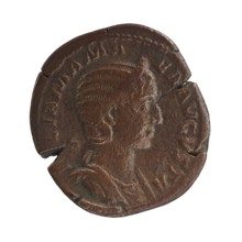Sestertius featuring Julia Mamaea ca. 180–235 and Alexander Severus 208–235; Roman emperor 222–235;