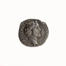Denarius, Antoninus Pius 86–161; Roman Emperor 138–161. Obverse: head of Antoninus Pius uncovered