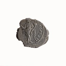 Denarius, Antoninus Pius 86–161; Roman emperor 138–161. Obverse: Head of Antoninus Pius uncovered
