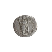 Denarius of Antoninus Pius 86–161; Roman Emperor 138–161. Obverse: Head of Antoninus Pius uncovered