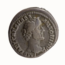 Denarius, Antoninus Pius 86–161; Roman emperor 138–161. Obverse: head of Antoninus Pius bare,