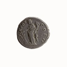 Denarius, Antoninus Pius 86–161; Roman emperor 138–161. Obverse: head of Antoninus Pius uncovered
