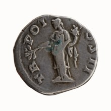 Denarius of Antoninus Pius 86–161; Roman Emperor 138–161. Obverse: Head of Antoninus Pius uncovered