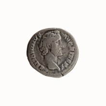 Denarius, Antoninus Pius 86–161; Roman emperor 138–161. Obverse: head of Antoninus Pius uncovered