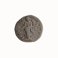 Denarius, Antoninus Pius 86–161; Roman emperor 138–161. Obverse: Head of Antoninus Pius uncovered