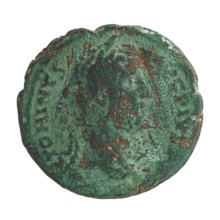 Antoninus Pius 86–161; Roman Emperor 138–161. Obverse: Head of Antoninus Pius in a laurel wreath