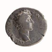 Denarius; obverse: head of Antoninus Pius with laurel wreath facing right, inscription ANTONINVS