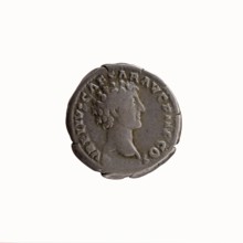 Denarius, Antoninus Pius 86–161; Roman emperor 138–161. Obverse: Head of Antoninus Pius with laurel