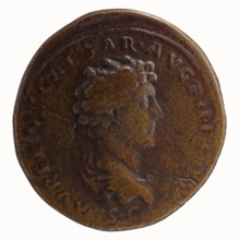 Sestertius, Antoninus Pius 86–161; Roman emperor 138–161. Obverse: Head of Antoninus Pius in a