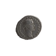 Denarius, Antoninus Pius 86–161; Roman emperor 138–161. Obverse: Head of Antoninus Pius with a