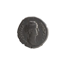 Denarius, Antoninus Pius 86–161; Roman emperor 138–161 and Faustina the Elder 98–141; Roman empress