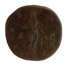 Sestertius, posthumous issue for Faustina the Elder 98–141; Roman empress 138–141, issuer Antoninus