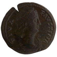 Sestertius coin, posthumous issue for Faustina the Elder 98–141; Roman empress 138–141, issued