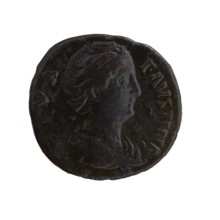 Dupondius/as; Bust of Faustina the Elder 98–141; Roman empress 138–141 in drapery facing right,