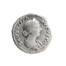 Denarius depicting bust of Faustina the Younger ca. 130–176; Roman empress 161–176 draped, facing