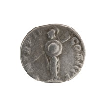 Denarius of Septimius Severus 146–211; Roman emperor 193–211. Obverse: Head of Septimius Severus in
