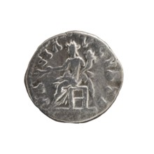 Denarius of Septimius Severus 146–211; Roman Emperor 193–211. Obverse: Head of Septimius Severus in