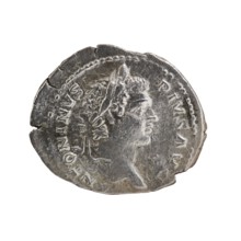 Denarius of Caracalla reign 198–217 CE. Obverse: laureate head of Caracalla facing right with