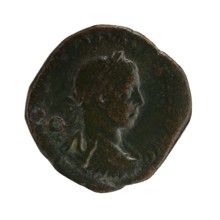 Sestertius of Severus Alexander Roman emperor 222–235. Obverse: portrait/inscription identifying
