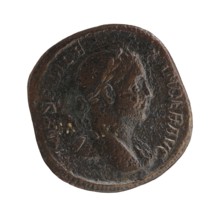 Sestertius coin depicting personifications and Alexander Severus Roman emperor, 222–235; reverse: