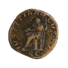 sestertius; Justitia personification; Alexander Severus Roman emperor, ruled 222–235; iconography,
