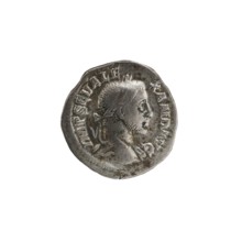 Denarius of Alexander Severus reigned 222–235 CE. Obverse: bust of Emperor Alexander Severus;
