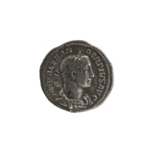 Denarius, Alexander Severus 208–235; Roman emperor 222–235. Obverse: portrait of Alexander Severus