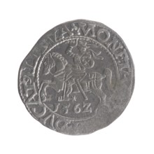 Lithuanian half-grosz, Sigismund II Augustus King of Poland; 1544–1572. Obverse: Polish Eagle; in
