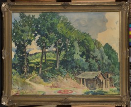 Garden in Bystra, Julian Falat 1853–1929, watercolor drawing, 1909; subject: gardens in Bystra