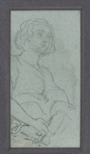Sketch of a female figure by Henryk Siemiradzki 1843–1902. Pen and ink drawing, before 1902; female