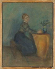 Portrait of a Girl Sitting at a Table, Olga Boznanska 1865–1940, painter; genre scene, Young