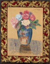 Roses in a Sapphire Vase, attributed to unknown artist Leon Wyczólkowski forgery; pastel; still
