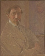 Self-portrait with a cigarette; Leon Kaufmann Kamir, 1872–1933; pastel drawing; 1919; self-portrait