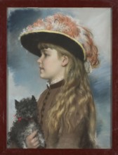 Portrait of Helena's daughter with a dog, by Alfred Izydor Römer 1832–1897. Pastel on paper, ca.