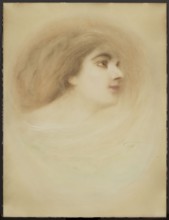Profile of a woman — Portrait of Józefa Borowska, singer and actress, by Miroslaw Gajewski-Ostoja