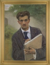 Self-portrait, Rapacki, Józef 1871–1929, male self-portrait of a painter; pastel, 1926; height 84.7
