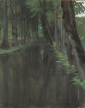 Canal in the Italian Park, Stabrowski, Kazimierz 1869–1929 painter, 1922, pastel, 64 × 51 cm;